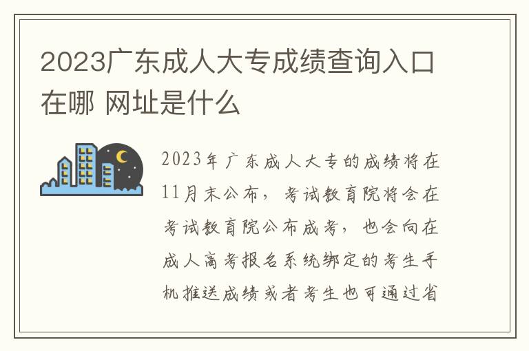 2023广东成人大专成绩查询入口在哪 网址是什么