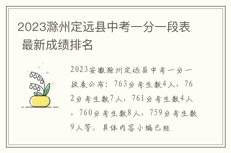 2023滁州定远县中考一分一段表 最新成绩排名