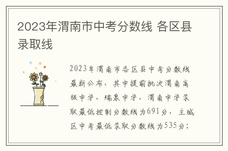 2023年渭南市中考分数线 各区县录取线