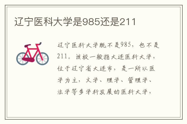 辽宁医科大学是985还是211