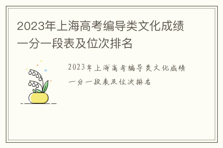 2023年上海高考编导类文化成绩一分一段表及位次排名