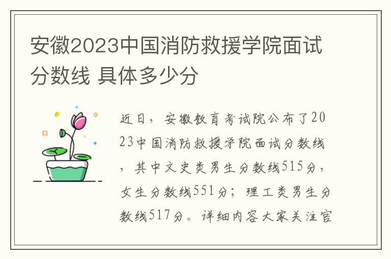 安徽2023中国消防救援学院面试分数线 具体多少分