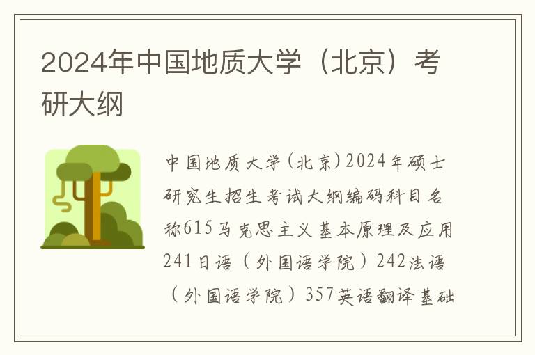 2024年中国地质大学（北京）考研大纲