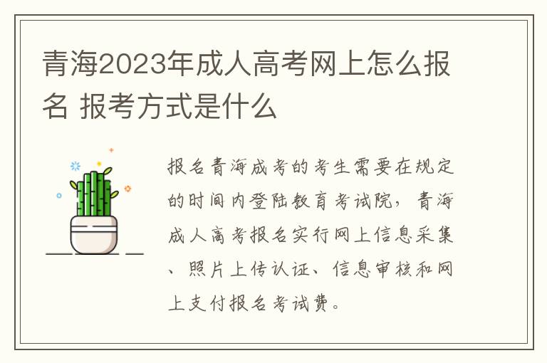 青海2023年成人高考网上怎么报名 报考方式是什么