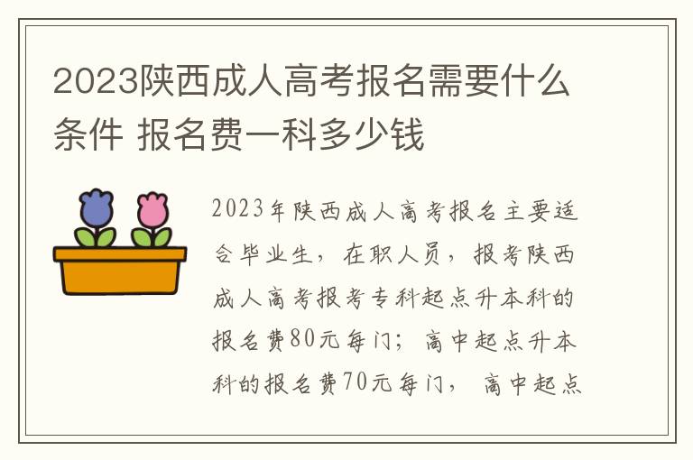 2023陕西成人高考报名需要什么条件 报名费一科多少钱
