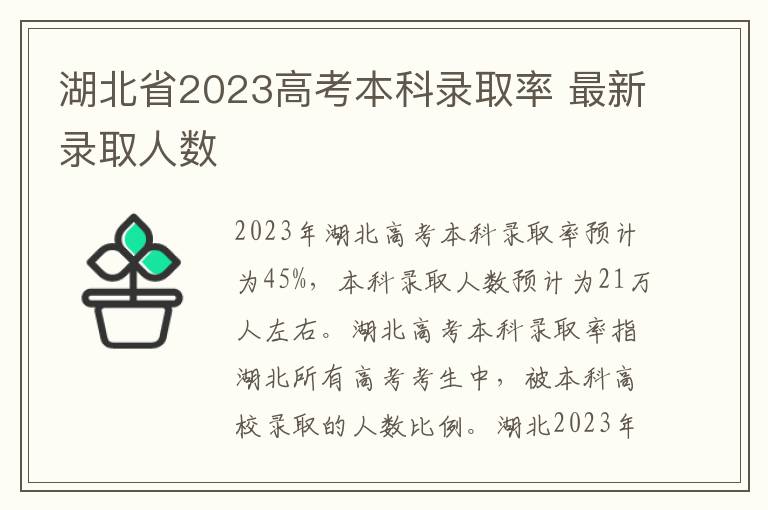 湖北省2023高考本科录取率 最新录取人数