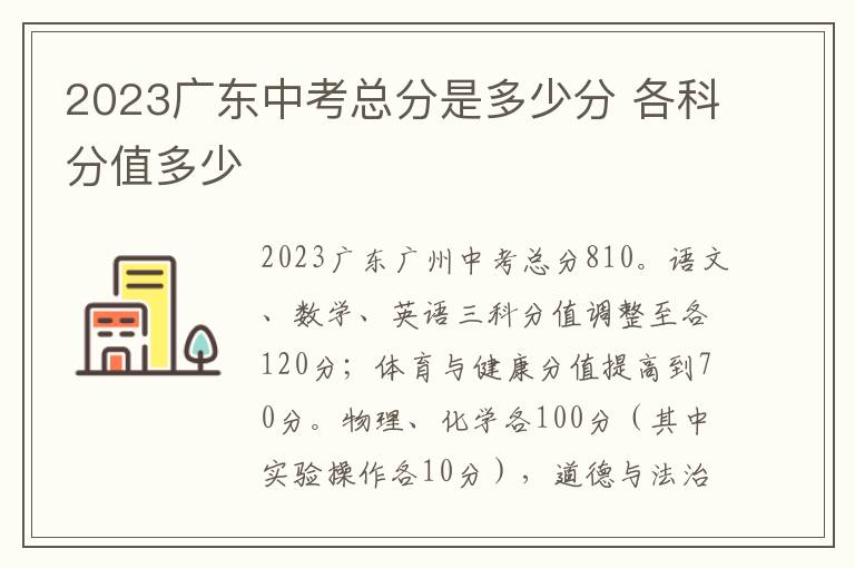 2023广东中考总分是多少分 各科分值多少