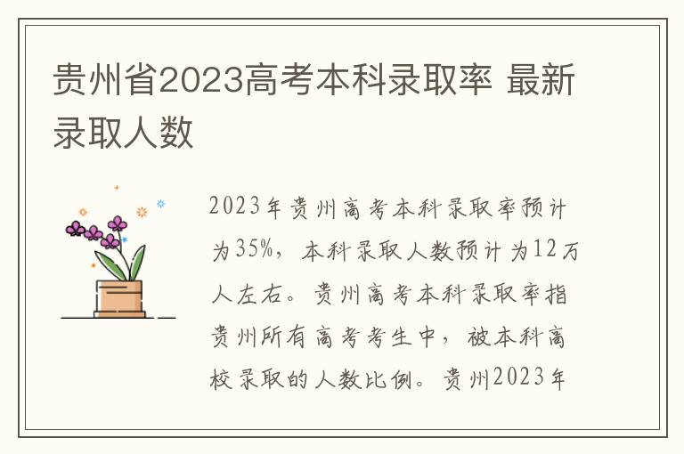 贵州省2023高考本科录取率 最新录取人数