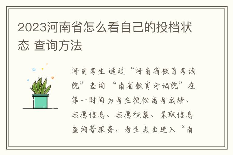 2023河南省怎么看自己的投档状态 查询方法