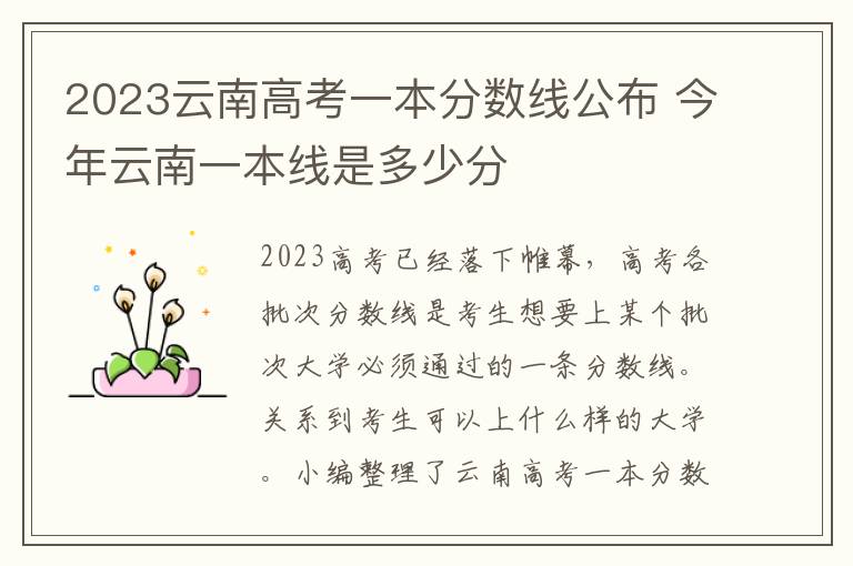 2023云南高考一本分数线公布 今年云南一本线是多少分