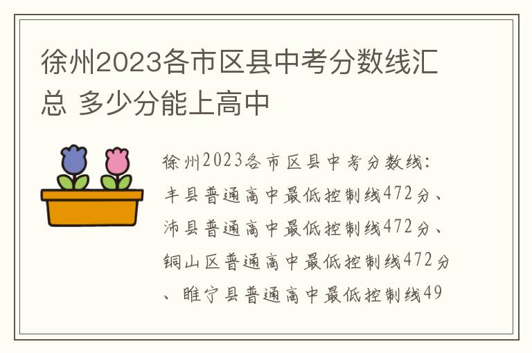 徐州2023各市区县中考分数线汇总 多少分能上高中