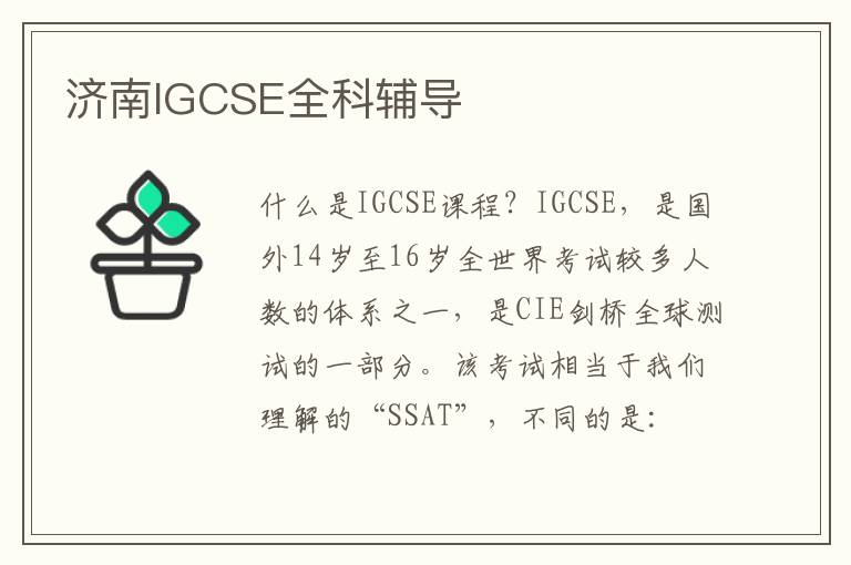 济南IGCSE全科辅导