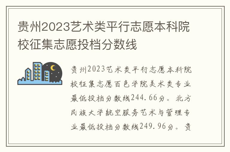 贵州2023艺术类平行志愿本科院校征集志愿投档分数线