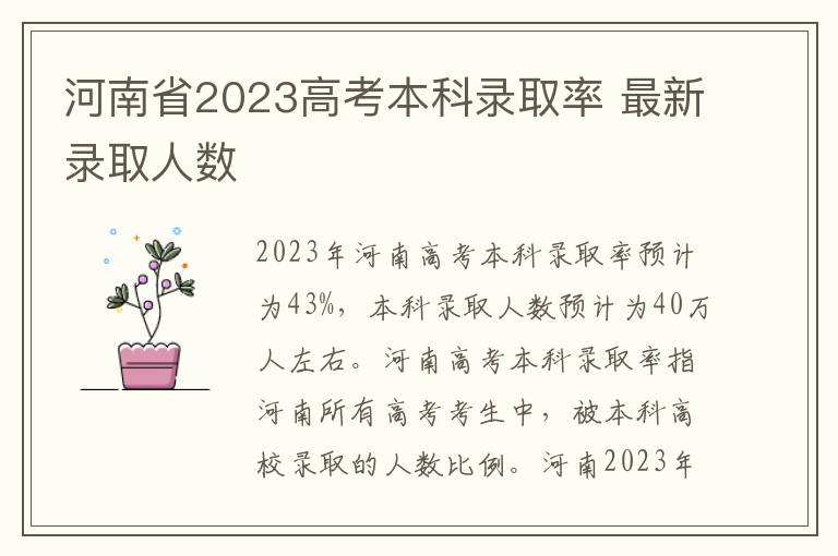 河南省2023高考本科录取率 最新录取人数
