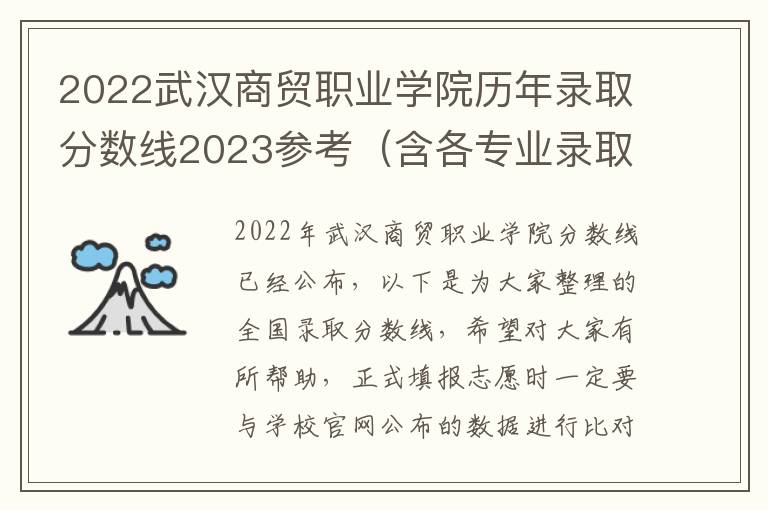2022武汉商贸职业学院历年录取分数线2023参考（含各专业录取分数线）