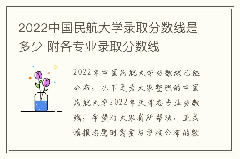 2022中国民航大学录取分数线是多少 附各专业录取分数线