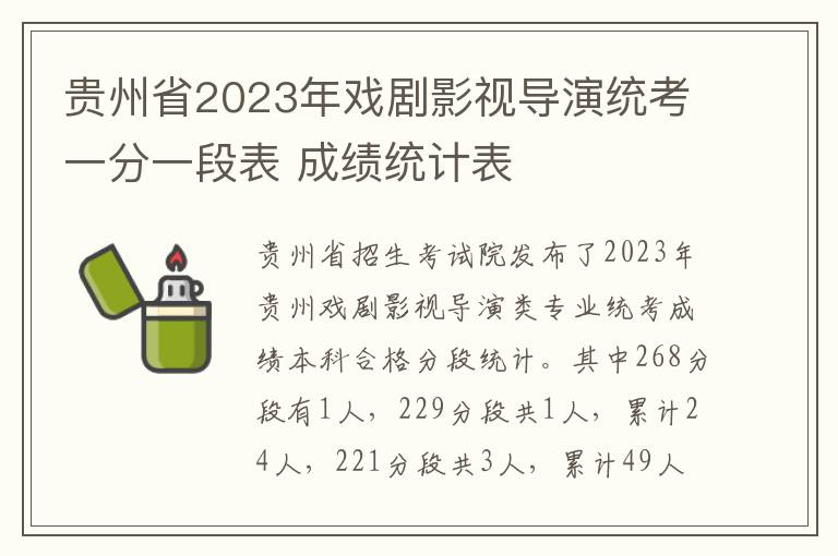 贵州省2023年戏剧影视导演统考一分一段表 成绩统计表