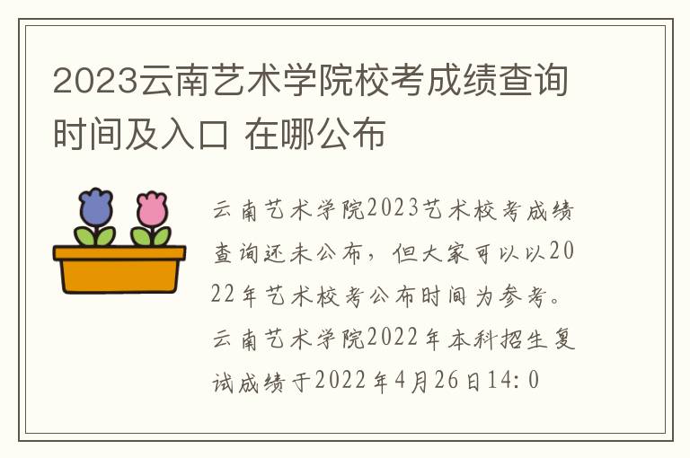2023云南艺术学院校考成绩查询时间及入口 在哪公布