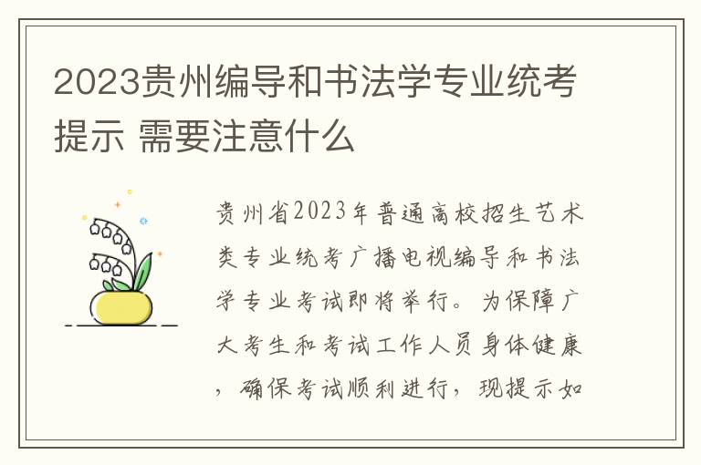 2023贵州编导和书法学专业统考提示 需要注意什么