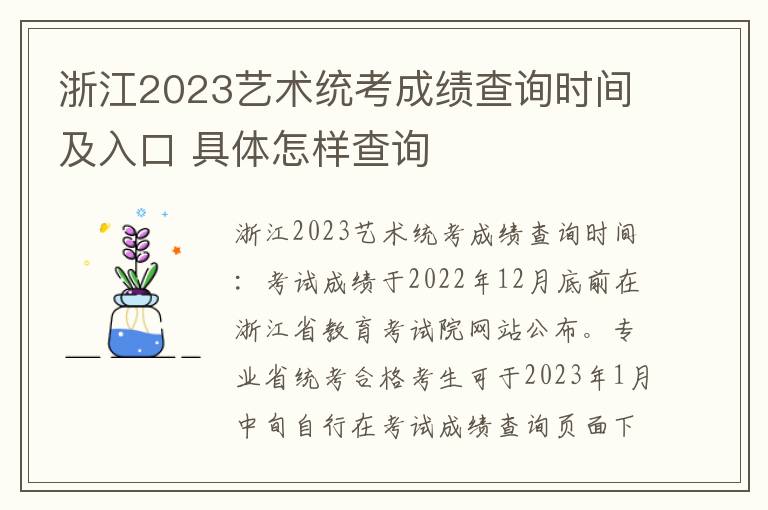 浙江2023艺术统考成绩查询时间及入口 具体怎样查询