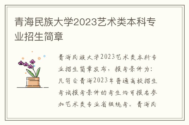 青海民族大学2023艺术类本科专业招生简章