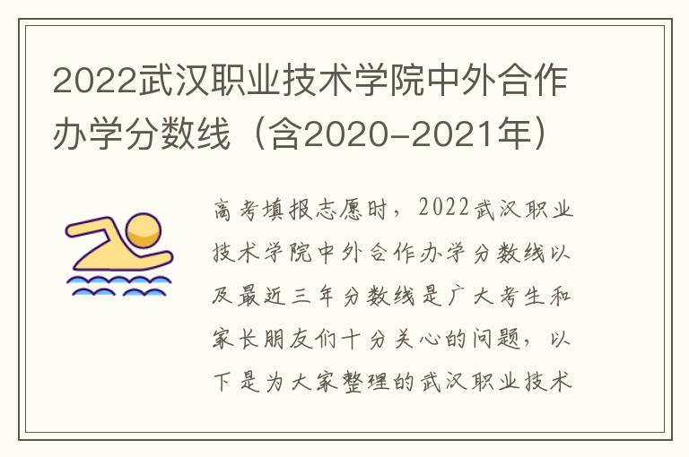 2022武汉职业技术学院中外合作办学分数线（含2020-2021年）