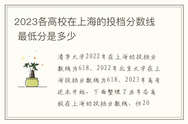 2023各高校在上海的投档分数线 最低分是多少