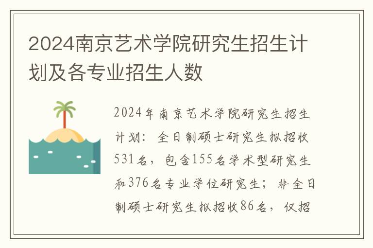 2024南京艺术学院研究生招生计划及各专业招生人数