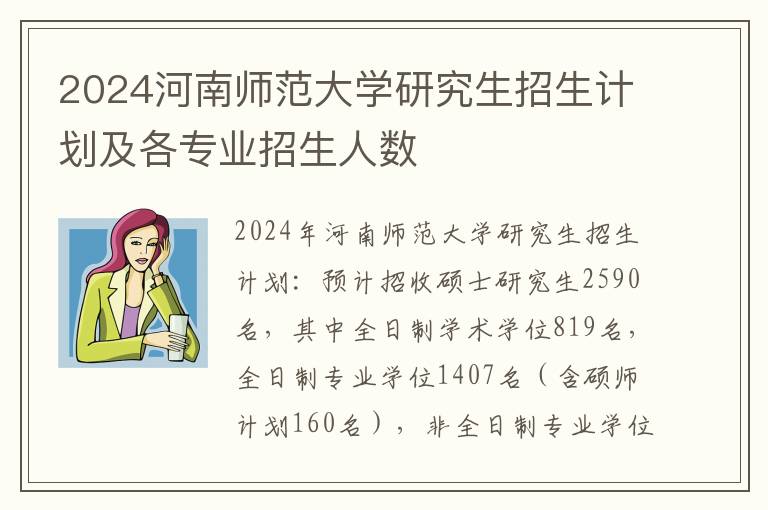 2024河南师范大学研究生招生计划及各专业招生人数