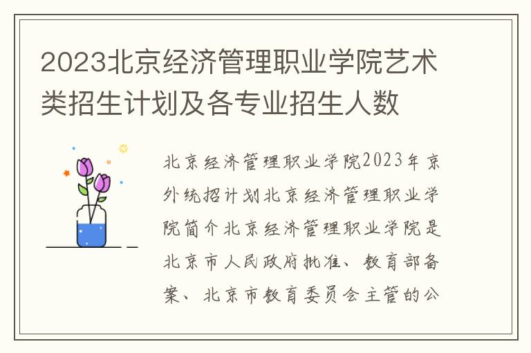 2023北京经济管理职业学院艺术类招生计划及各专业招生人数