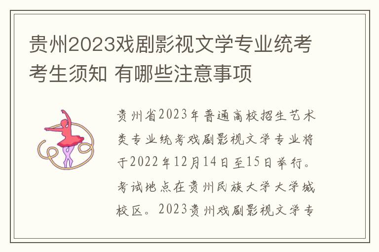 贵州2023戏剧影视文学专业统考考生须知 有哪些注意事项