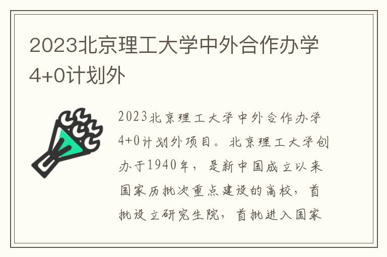 2023北京理工大学中外合作办学4+0计划外