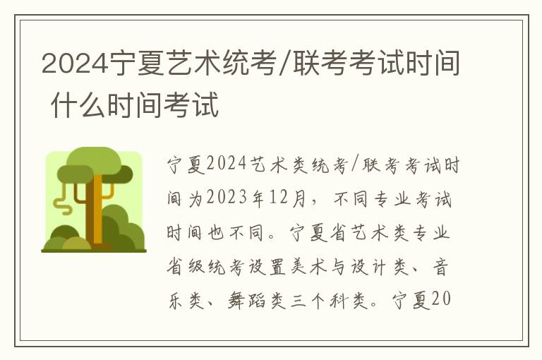 2024宁夏艺术统考/联考考试时间 什么时间考试