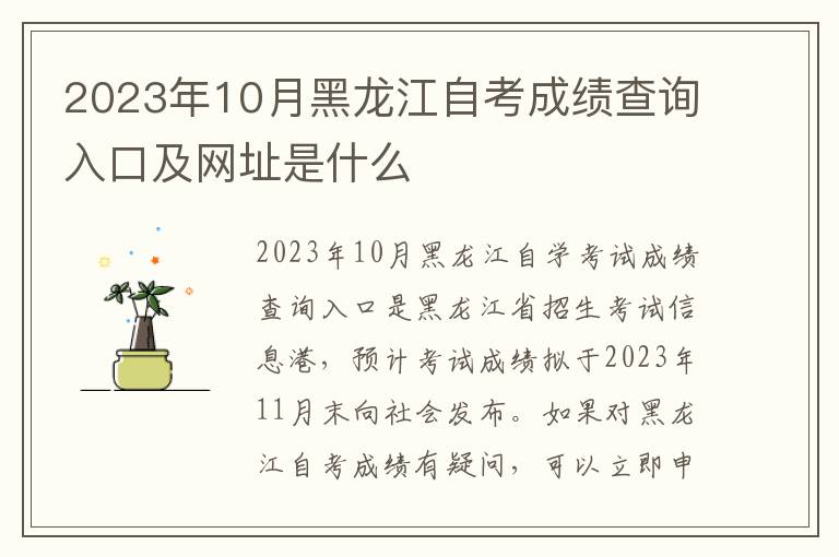 2023年10月黑龙江自考成绩查询入口及网址是什么