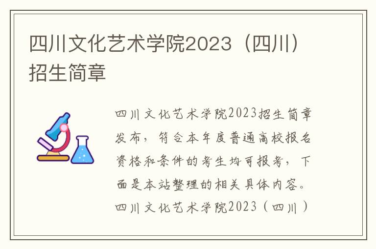 四川文化艺术学院2023（四川）招生简章