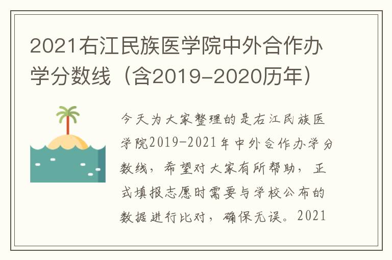 2021右江民族医学院中外合作办学分数线（含2019-2020历年）