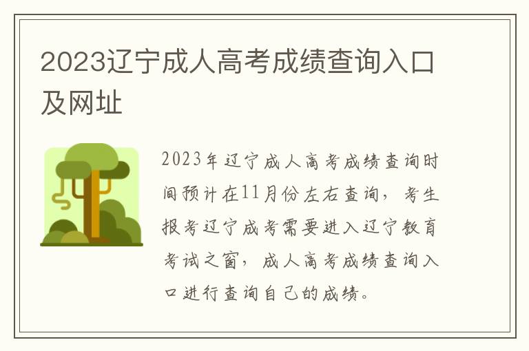 2023辽宁成人高考成绩查询入口及网址